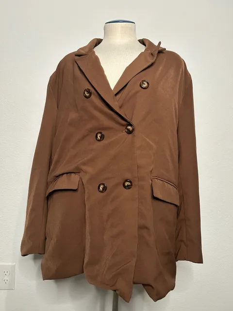 French Mauve Brown Double Breasted Blazer Jacket