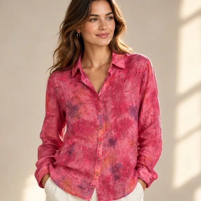 Pilcro by Anthropologie Embroidered Pink Cotton Blouse XL
