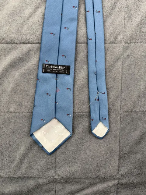 Christian Dior Blue Golf Club Silk Blend Neck Tie Made in USA