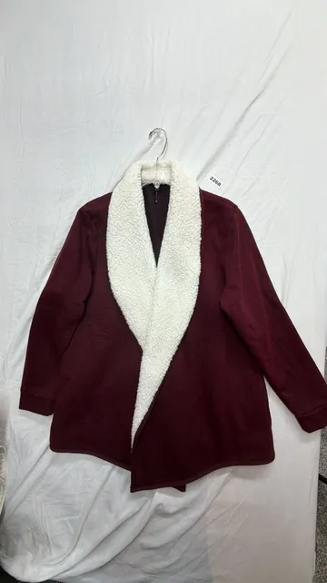North River Cardigan Jacket Size XL Burgundy Sherpa Lined