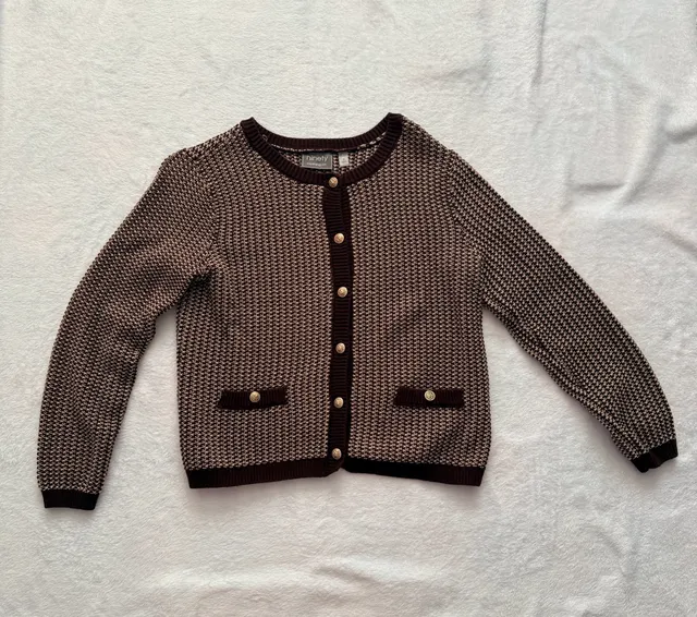 Ninety Clothing Co. Cardigan Size M Brown Knit Gold Buttons