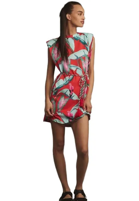 Farm Rio Summer Foliage Botanical Tropical Shirt Dress Size XXS (oversized) 