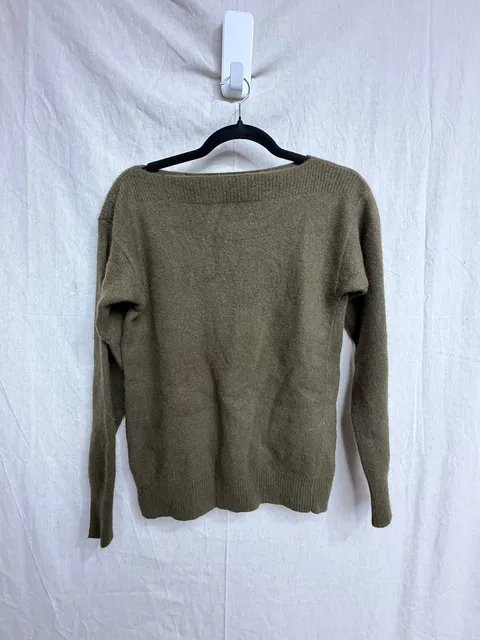 Calvin Klein Sweater Size S Olive Lambswool Angora Boatneck