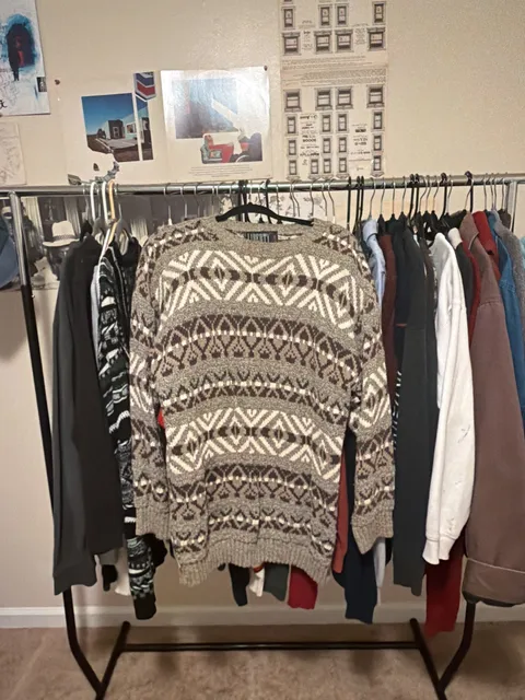 Liberty Sweater Size XL Gray Fair Isle Cotton Long Sleeve Crewneck