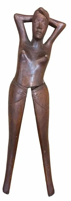 Vintage Hand Carved Wooden Woman Figurine Nutcracker