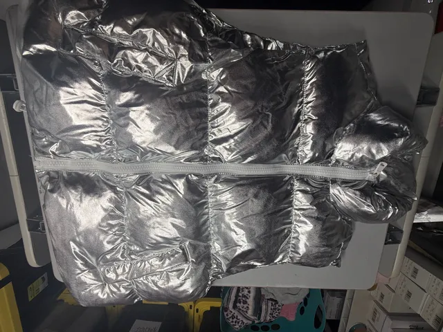 Kids Silver Metallic Puffer Vest