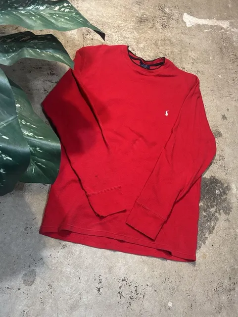 Polo Ralph Lauren Thermal Long Sleeve Shirt Size XL Red Waffle Knit