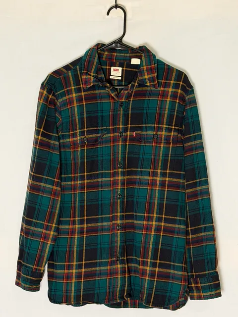 Levi's Plaid Flannel Shirt Size S Green Long Sleeve