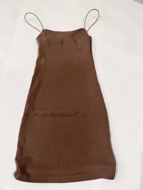 Zara Dress Size S Brown Cami Mini Bodycon