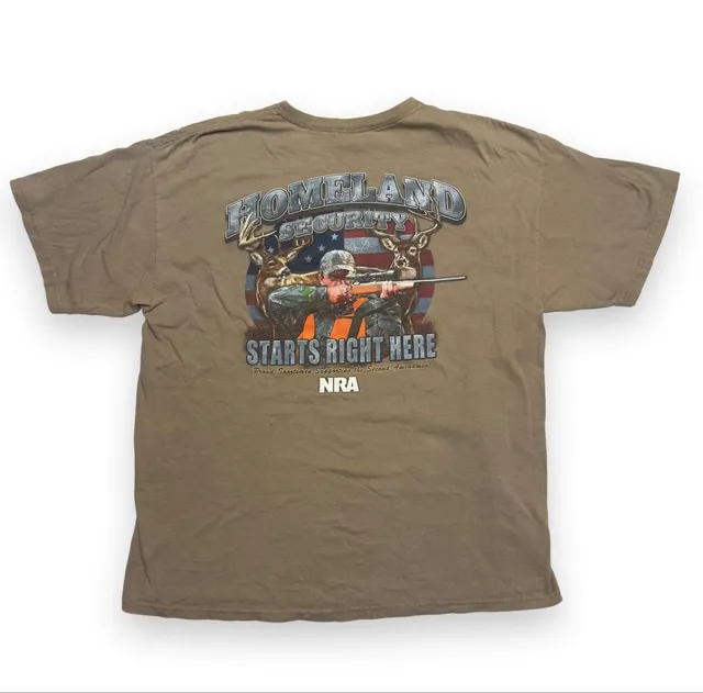 NRA Homeland Security Starts Right Here T-Shirt Brown Graphic