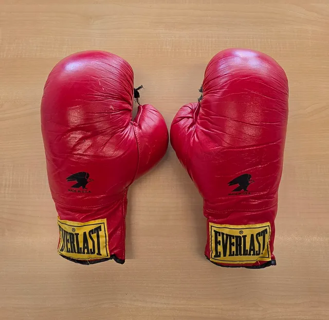 Everlast Vintage Boxing Gloves Size 16 Red Leather 538