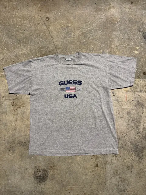 Vintage 90's Guess USA Graphics Gray T Shirt Size Large Baggy ...,