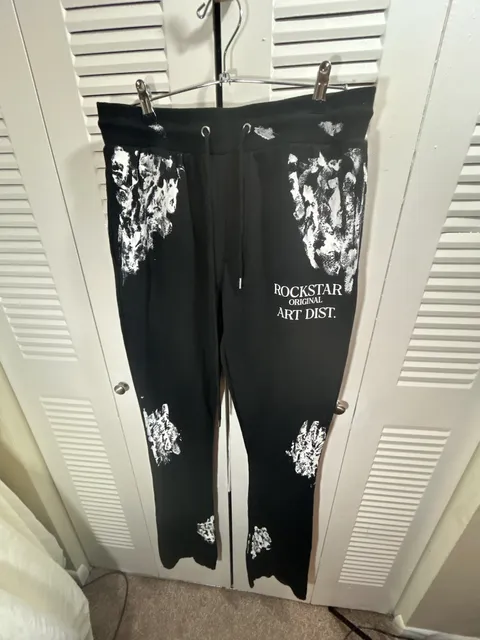 Rockstar Original Filip Stacked Sweatpants Size L Black Art Dist Streetwear, Y2K