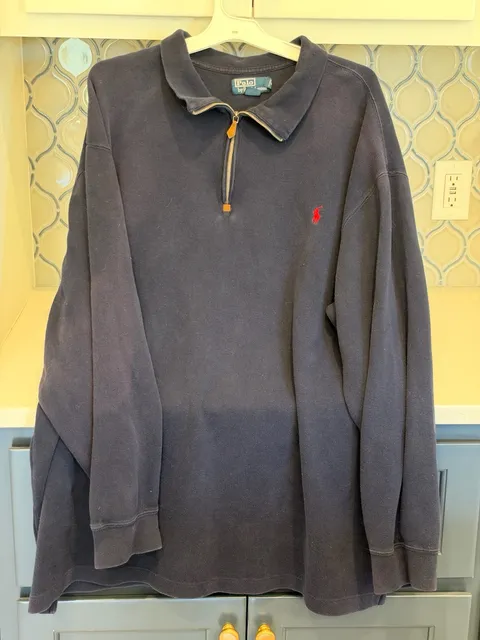 Polo By Ralph Lauren 1/4 Zip Pullover Sweater 3XLT Navy Blue Cotton