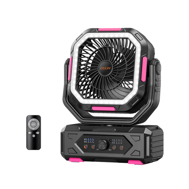 Ogery Portable Camping Fan with LED Light and Remote