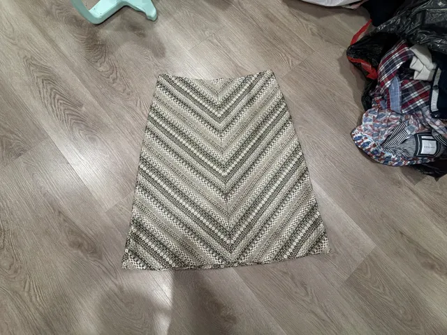 Premise Tweed Chevron Pencil Skirt Size 8 Black Gold Metallic