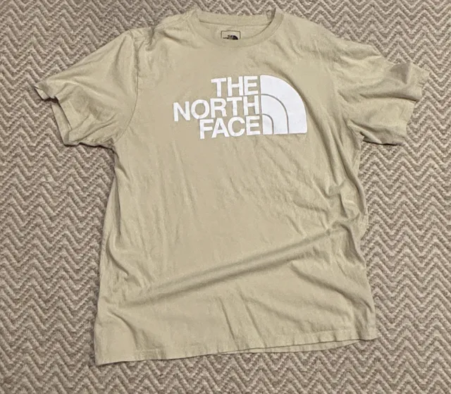 The North Face Circular Design T-Shirt Size L Tan Logo Graphic