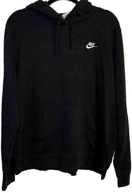 Nike Hoodie Sweatshirt Size XL Black Embroidered Logo Pullover Fleece
