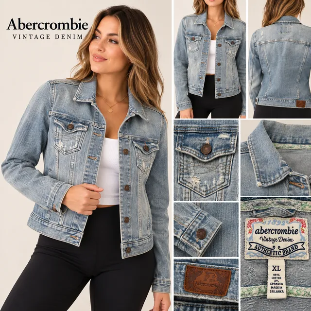 Abercrombie Vintage Denim Women’s XL Distressed Jacket Light Wash