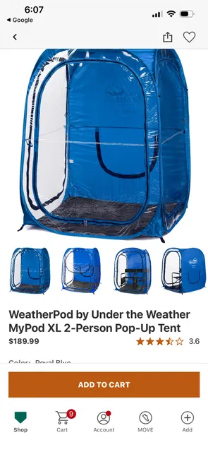 WeatherPod by Under the Weather MyPod XL 2-Person Pop-Up Tent