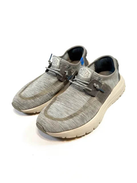 Hey Dude Women's Sirocco Slip On Shoes Size 9 Gorpcore Normcore Minimalist Athleisure Heritage Heather Gray Taupe Suede Bungee Lace Comfort