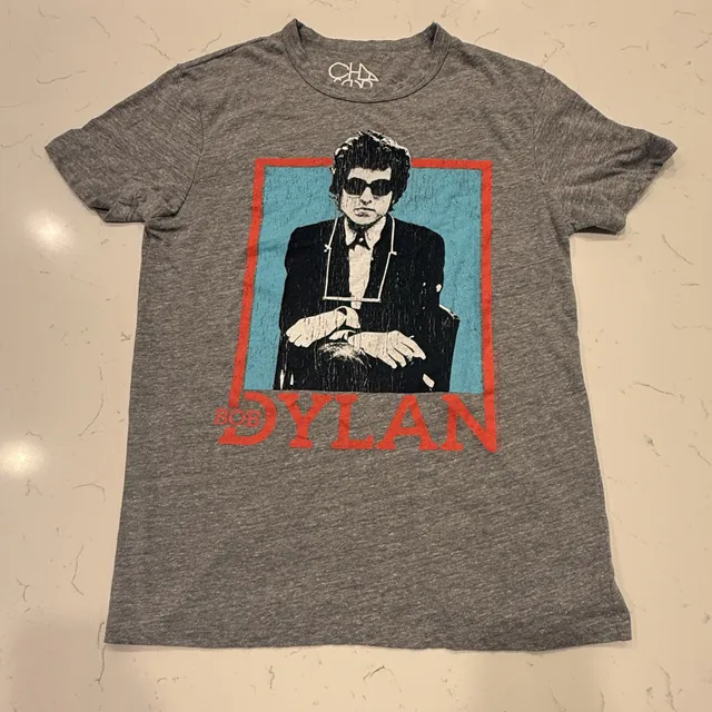 Chaser Bob Dylan Graphic T-Shirt Size L Gray Cotton Blend