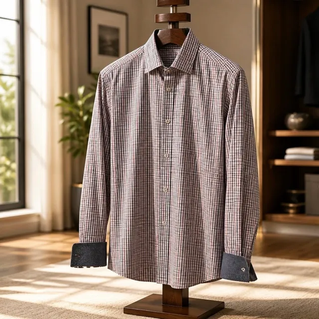 Bugatchi Uomo Plaid Button-Up Long Sleeve Shirt Classic Fit Large