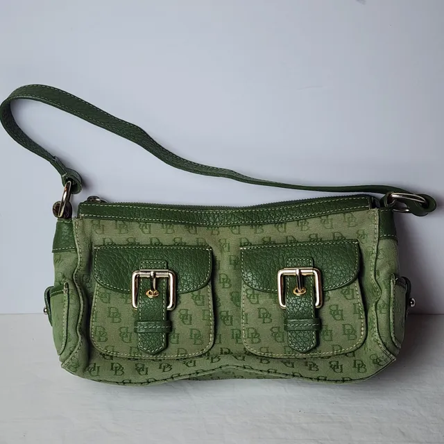 Dooney & Bourke Y2K Signature DB Monogram Double Pocket Shoulder Bag – Green