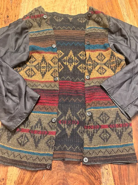 Woolrich Aztec Southwestern Blanket Jacket Size M Quilted Sleeves