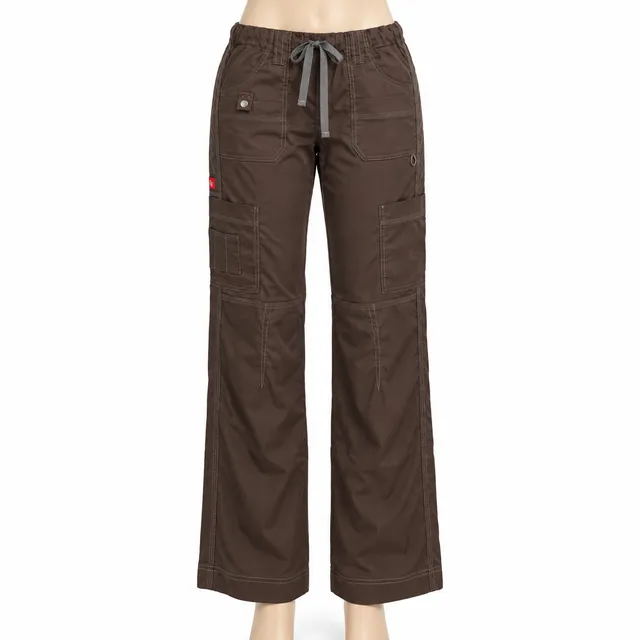 Dickies Gen Flex Women S Brown Cargo Scrub Pants Youtility Drawstring