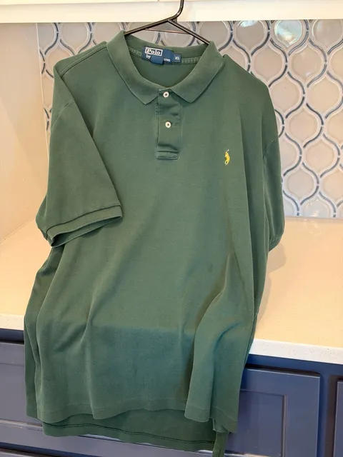 Polo By Ralph Lauren Polo Shirt Size XL Green Cotton Yellow Pony