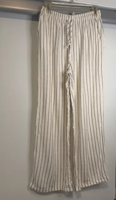 Rozas Striped Wide Leg Pants M White