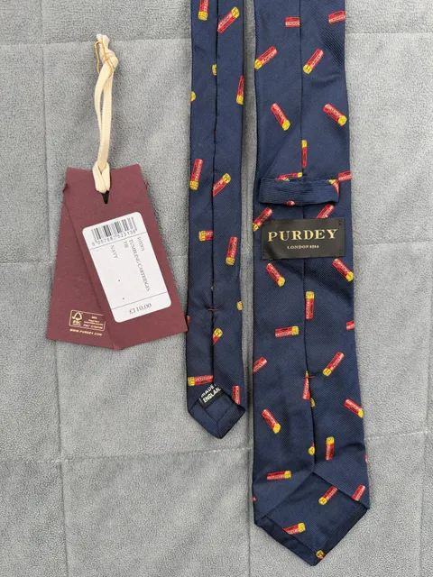 Purdey London 1814 Tumbling Cartridges Silk Tie Navy New With Tags