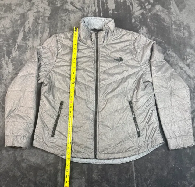 Women’s The North Face Light Puffer Jacket Gray Full Zip Size L#179