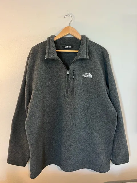 The North Face, 2XL Gordon Lyons 1/4 Zip Fleece Pullover, Fall Sweater, Grey