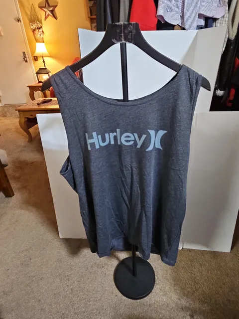 Hurley Tank Top Size XL Gray Logo Cotton Blend