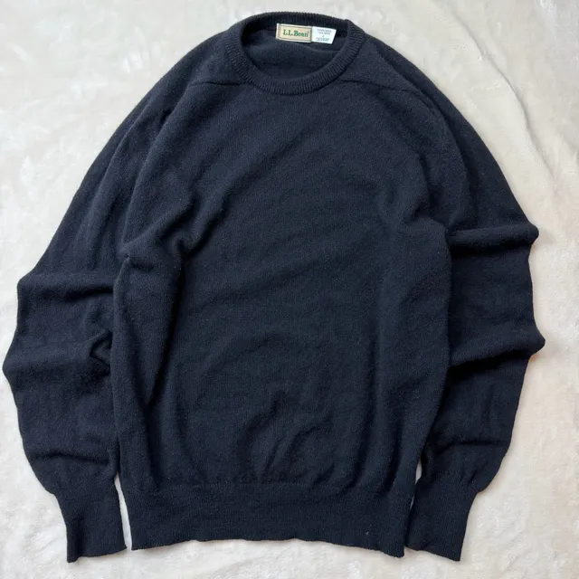 1980โs vintage L.L. Bean 100% Lambswool Sweater Size L Black 100% Wool Scotland