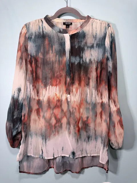 A.N.A. Blouse Size L Abstract Print Long Sleeve