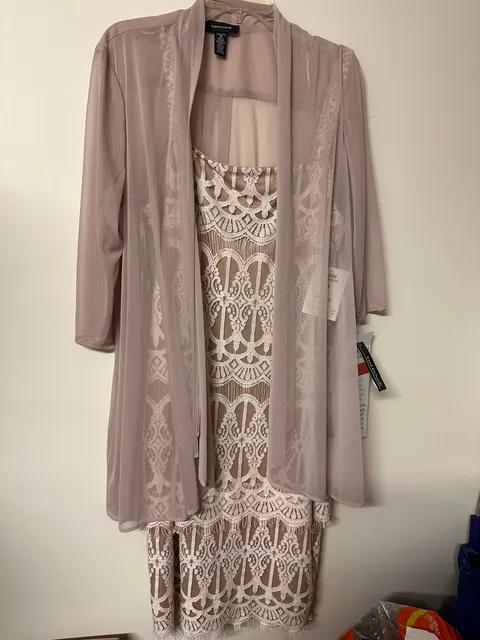 R&M Richards 2 Pieces Set Size 16 Blush Lace Dress With Jacket