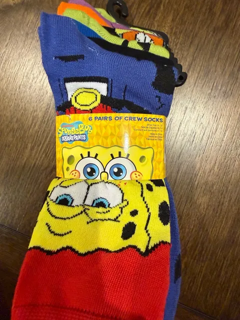 Nickelodeon SpongeBob SquarePants 6 Pairs of Crew Socks Size 6-12