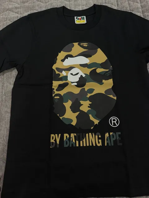 A Bathing Ape Camo College T-Shirt Size S Black