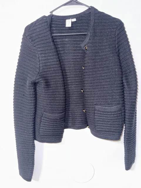 Joie Cardigan Sweater Size S/P Black Ribbed Knit