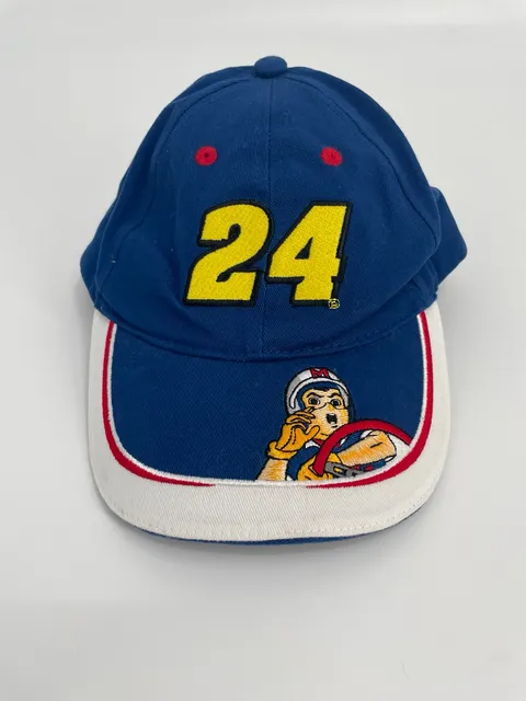 Vintage Speed Racer 24 Embroidered Hat Blue White