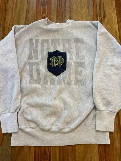 Vintage Notre Dame Sweatshirt Size Large Grey-Made in USA