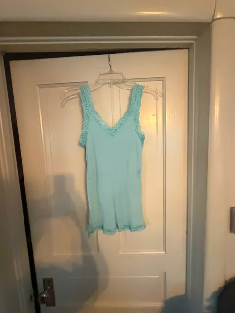 Shimera Camisole Size M Sky Blue Cotton Rayon Lace Trim