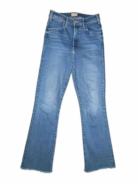 MOTHER The Insider Crop Step Fray Jeans 27 Blue Denim