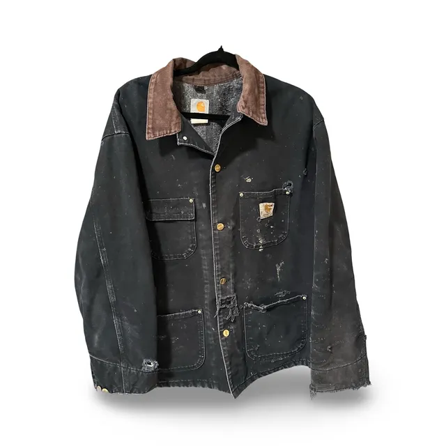 Vintage Carhartt Blanket-Lined Detroit Chore Coat Black