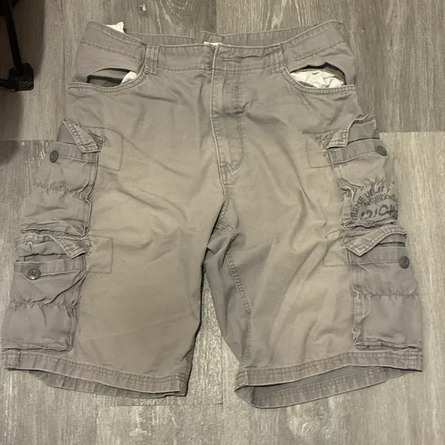 Route 66 Cargo Shorts Gray Multi Pocket Utility Men