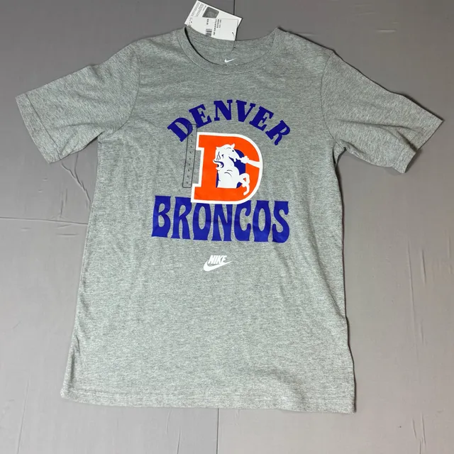 Nike Denver Broncos T-Shirt Size L 14/16 Gray Cotton Blend NFL