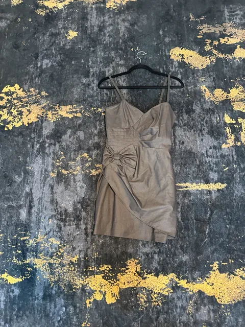 Forever 21 Cocktail Dress Size S Gray Bow Mini